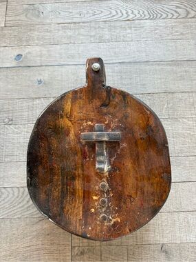 Jan Barboglio Wood Blessing Box with Iron Cross in Warm Brown